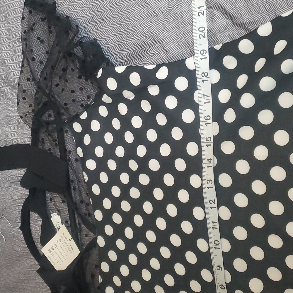 Pinup Fashion Polka Dot Dress 14W Sheer Top Swiss Dot - Picture 8 of 9